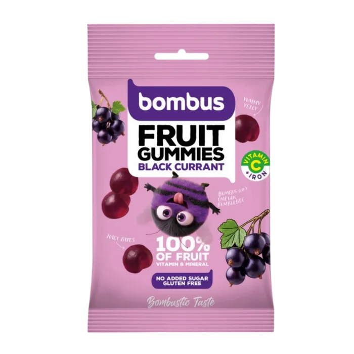 Bombus Fruit Gummies Black currant + Vitamin C černý rybíz želatinové bonbony 35 g